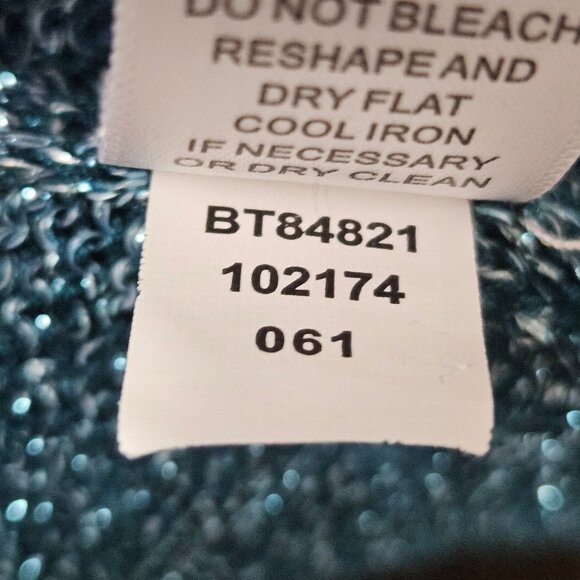 Cupio Sweater Womens Size L Teal Shimmer Pullover Knit Long Sleeve Top - Picture 10 of 11